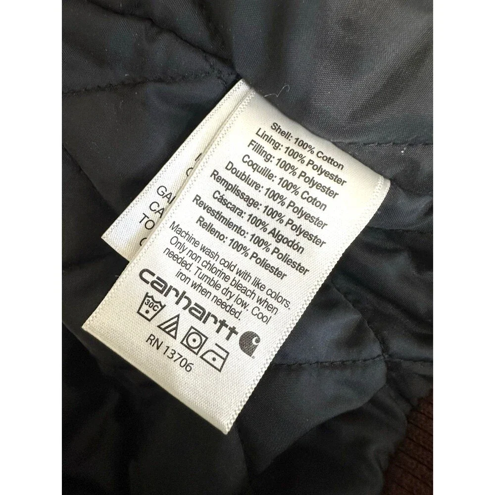 Carhartt Jacket Brown Canvas Jacket Youth Large 14-16 Coat Quilt Lining Hooded